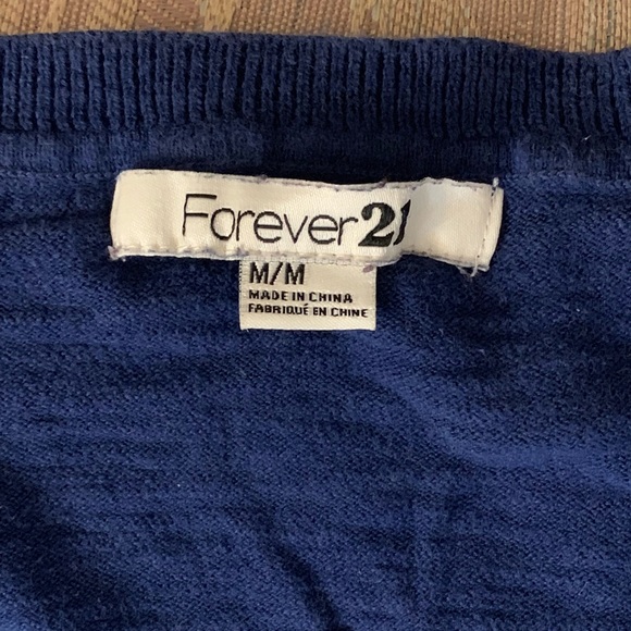 Forever 21 Navy Beige Striped V-neck Sweater - Picture 4 of 5